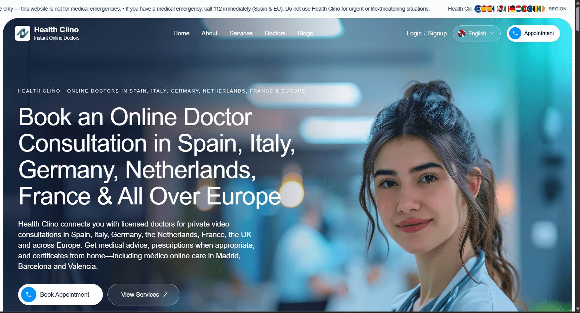 Health Clino Europe — online doctor consultations across Europe